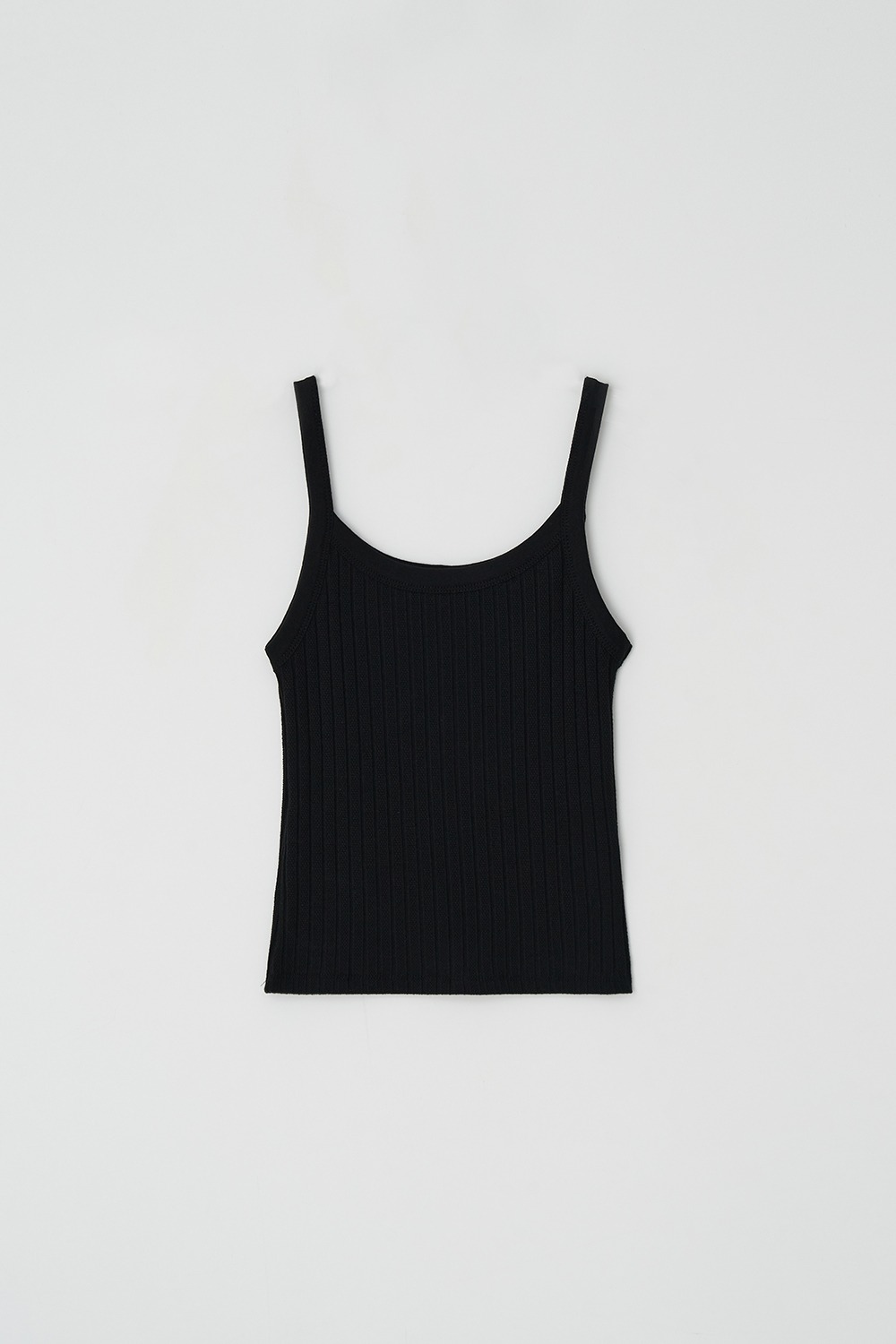 Ribbed square sleeveless (Black)