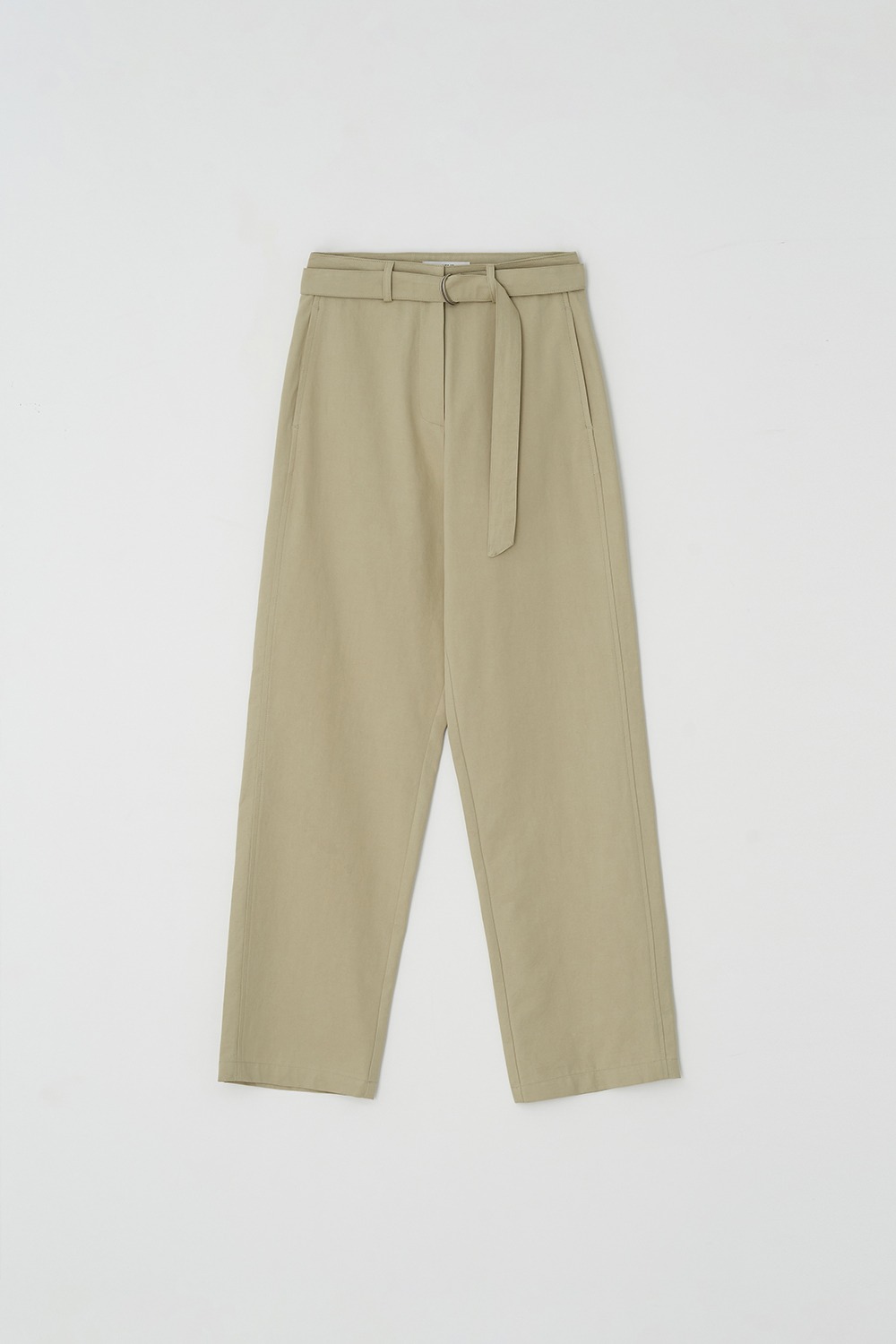 Belt wide pants (Beige)
