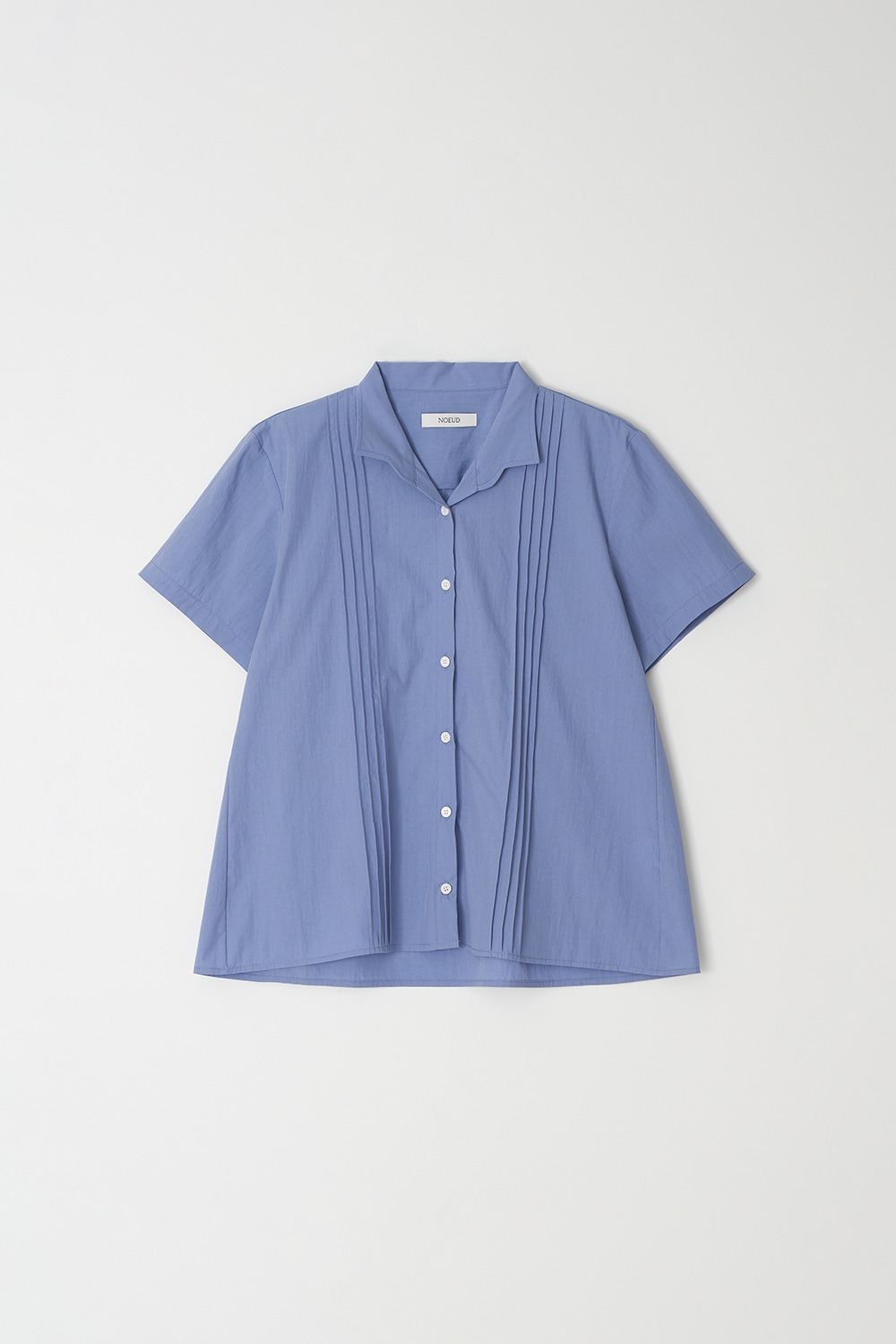 Pintuck short-sleeved shirt (Blue)
